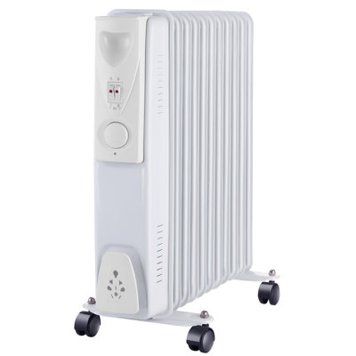 Ned 2500W 11 Fin Oil Filled Radiator Portable Electric Heater with Thermostat