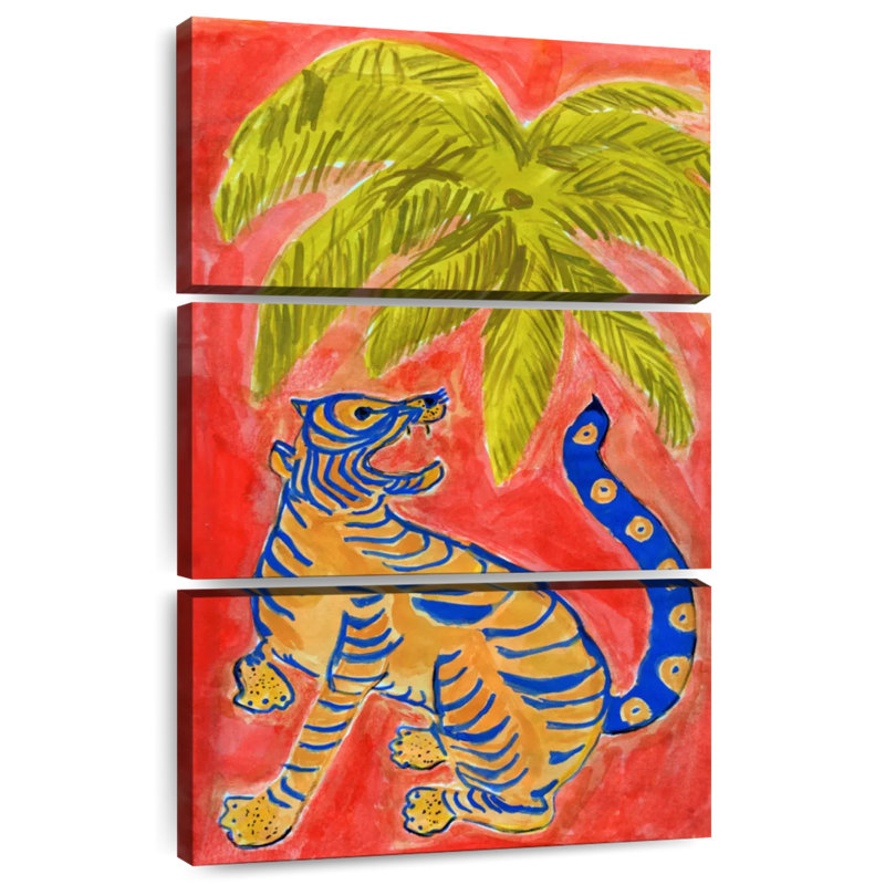 Brampt Tiger Under Palms, 38" H x 24" W