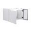 Meuble-lavabo mural de 30 po avec portes à fermeture en douceur, finition blanc brillant et demi-porte en verre gris, fabrication en contreplaqué durable