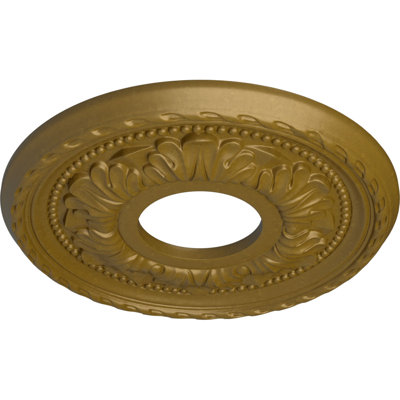 Médaillon de plafond Endurathane Palmetto, DE 11 3/8 po x P 3 5/8 po x P 7/8 po (convient aux auvents jusqu'à 4 1/2 po), finition dorée peinte à la main