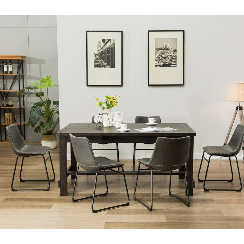 Table de salle à manger 7 pièces avec 6 chaises, 7 pièces : table, 6 chaises, Noir