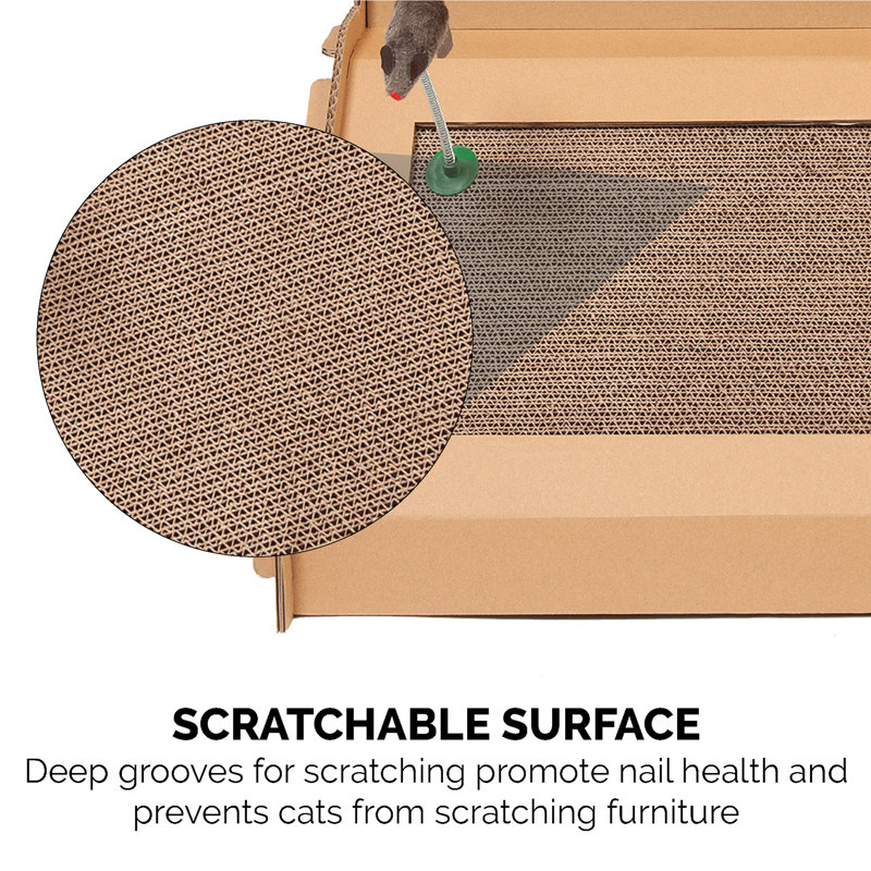 Cardboard Townhouse Multi-Level Cat Scratcher with Catnip