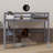 Twin Elevated Rubber Wood Loft Bed, Complete With Safety Guardrail, Integrated Desk, Ladder-1831519187