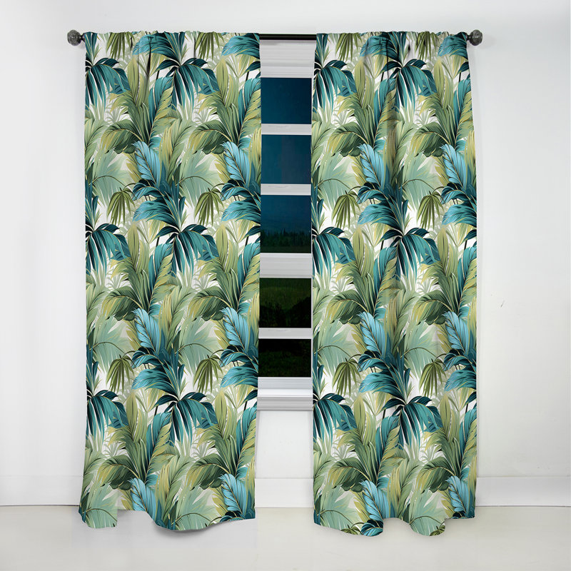 Motif tropical Palm Oasis - Rideau floral - Rideau occultant floral - 1 panneau, L 52 po x L 95 po