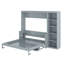 Grand lit gris avec bureau intégré et tablette de rangement pour livres, matériaux en pin massif, conception spacieuse, amplement d'espace, pliable-1827640635-1827640632