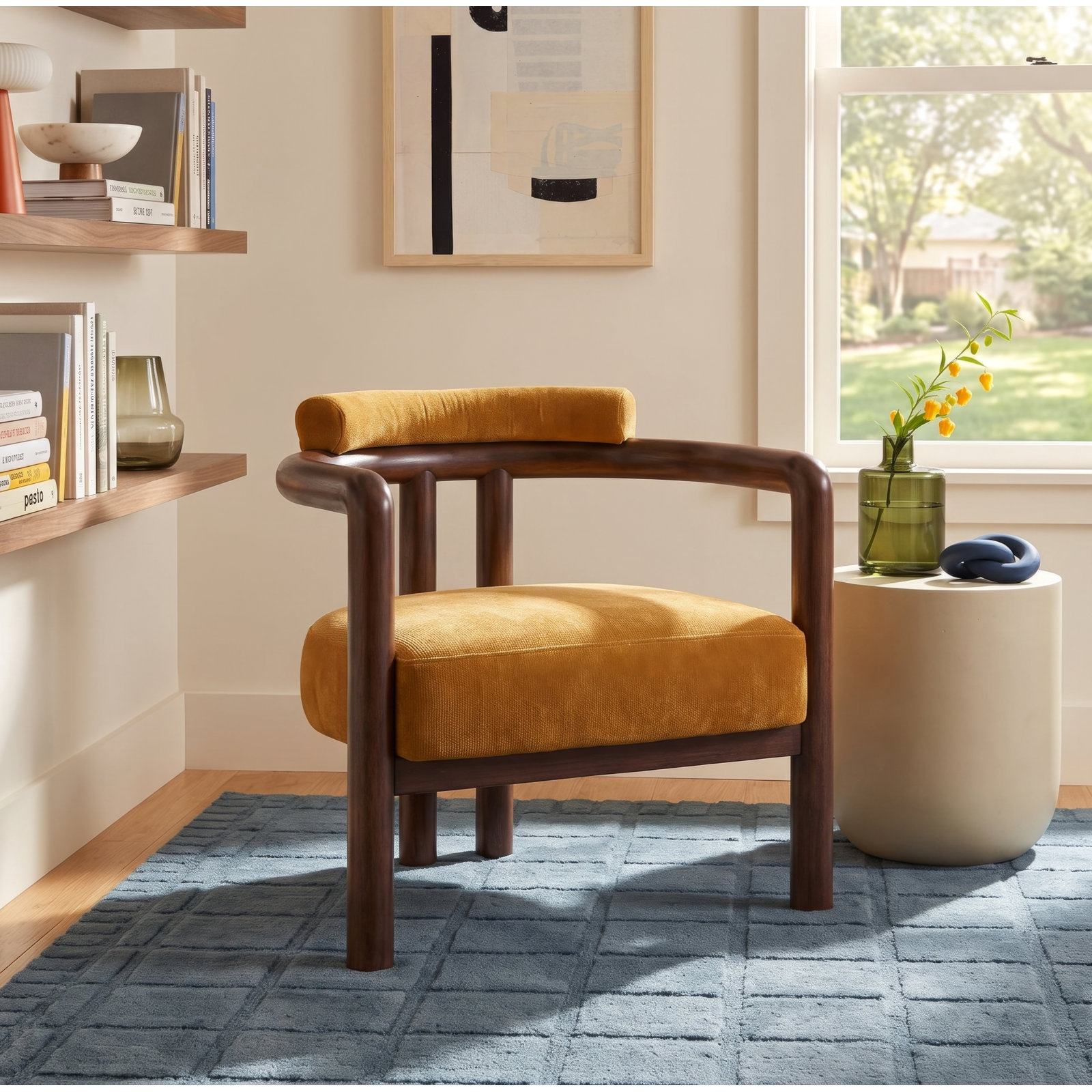 Tilde Oak Barrel Chair, Fennel Performance Chenille