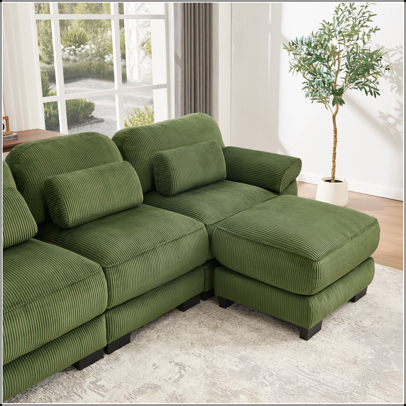 Modular Sectional Sofa with Corduroy Fabric, Deep Seats, and Ergonomic Design for Versatile Comfort and Style