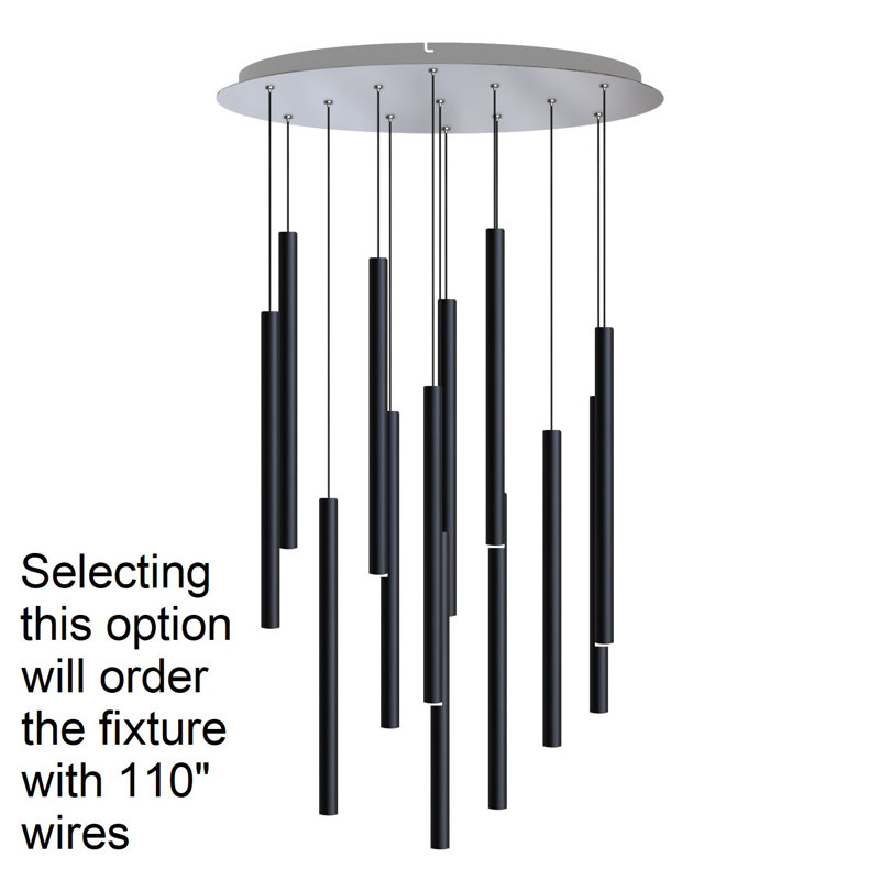 Tynan 13 - Light LED Cluster Pendant, 110", Black