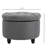 Round Linen-Touch Fabric Storage Footstool Ottoman Button Tufted Footrest With Removable Lid, Grey