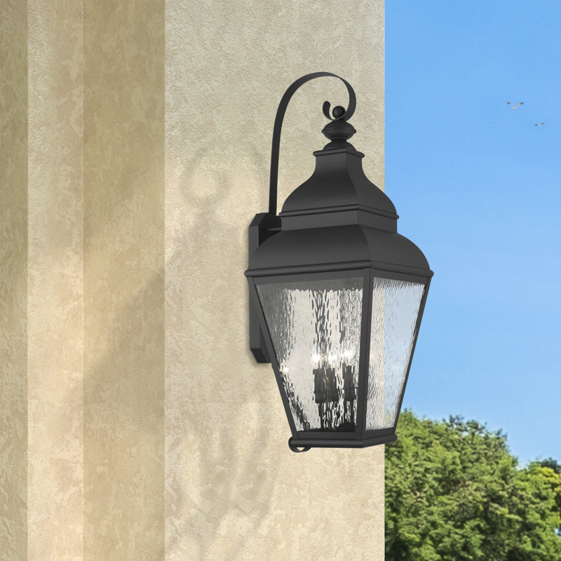Anousha Water Glass Outdoor Wall Lantern, Black