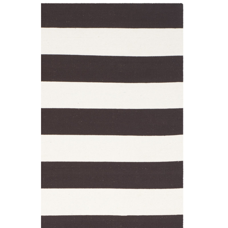 Wester Hand Woven Cotton Striped Rug, Square 6'