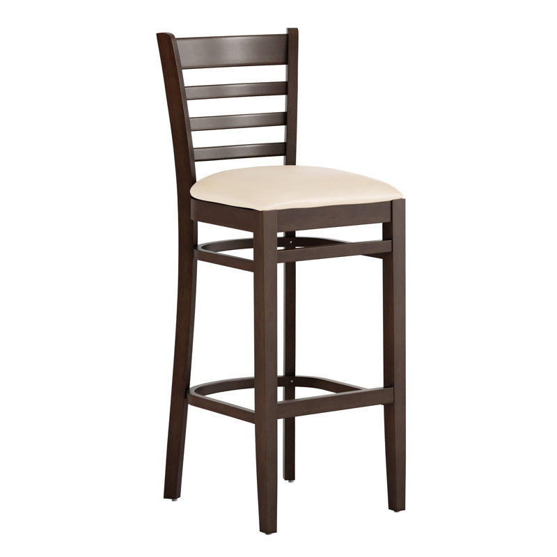 Tabouret de bar de restaurant en bois à dossier d'échelle, Noyer, Tan