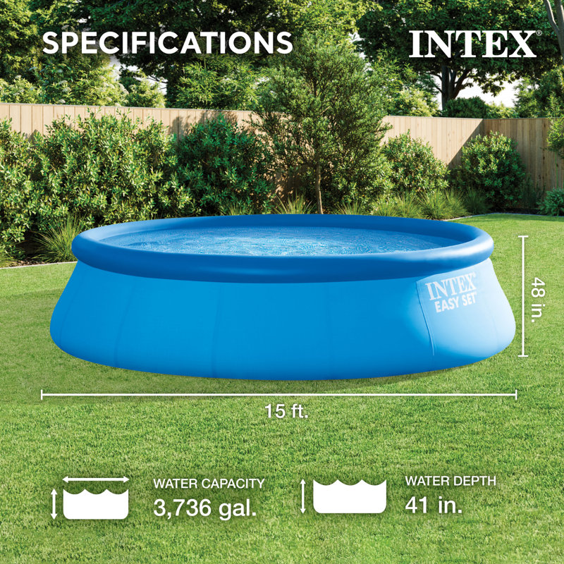 Intex 15 x48" Inflatable Pool with Ladder, Pump and Deluxe Pool Maintenance Kit