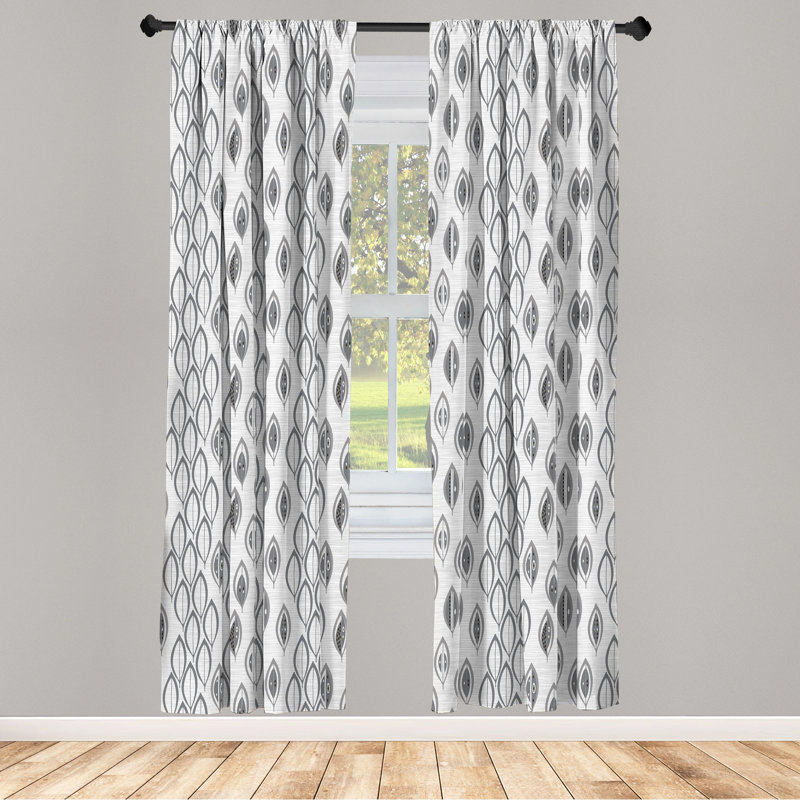 Geometric Semi-Sheer Rod Pocket Curtain Panels, 28" W x 84" L