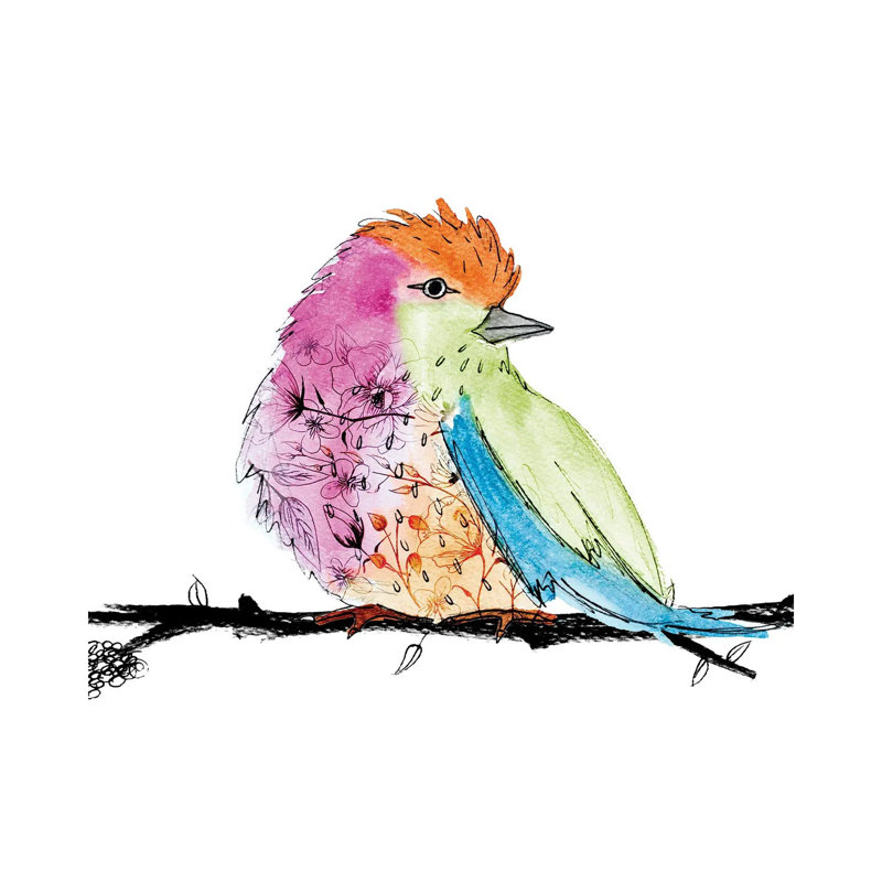 Bright Bird I by - Toile tendue, H 12 po x l 12 po x P 0,75 po