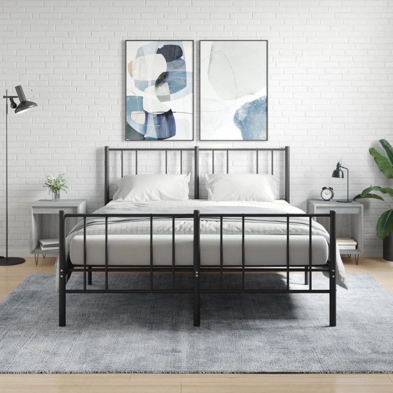 Mursida 40cm W Metal Bedside Table, Grey Sonoma