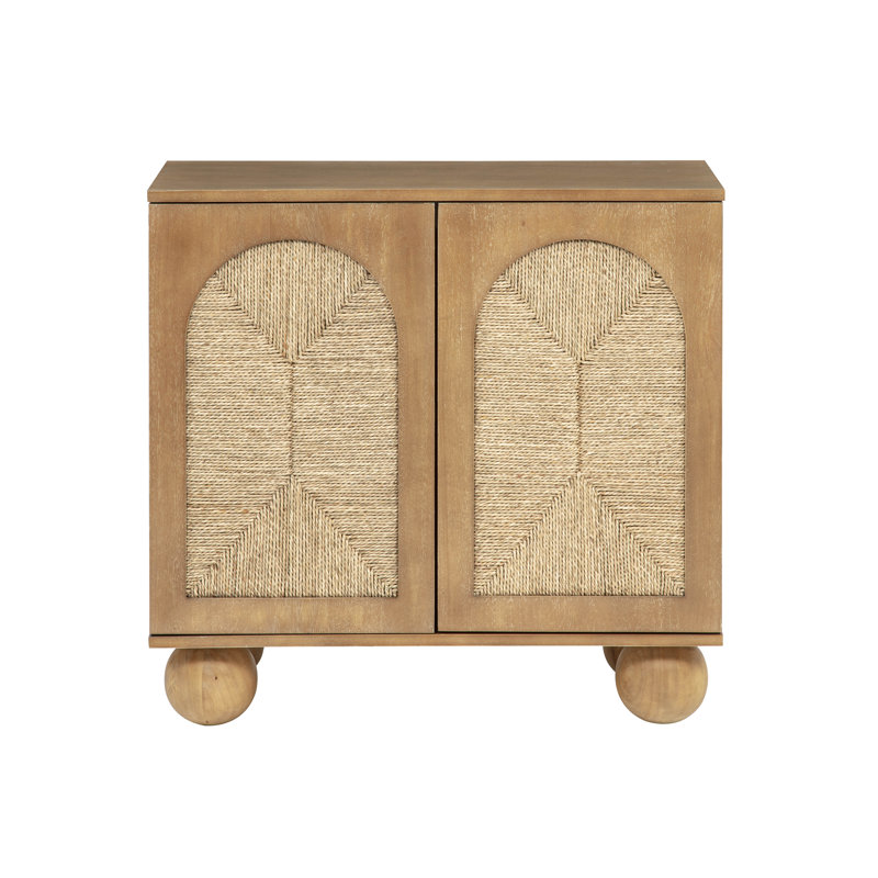 Esbjerg Solid Wood Arched Woven Door Storage Cabinet Credenza
