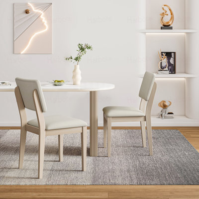 Chaise de salle à manger Du Cap en gris avec pieds en bois massif de couleur blanc délavé (ensemble de 2)