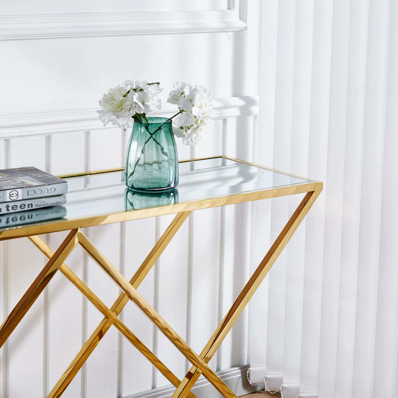 Joselyne 47.2'' Glass Top Console Table
