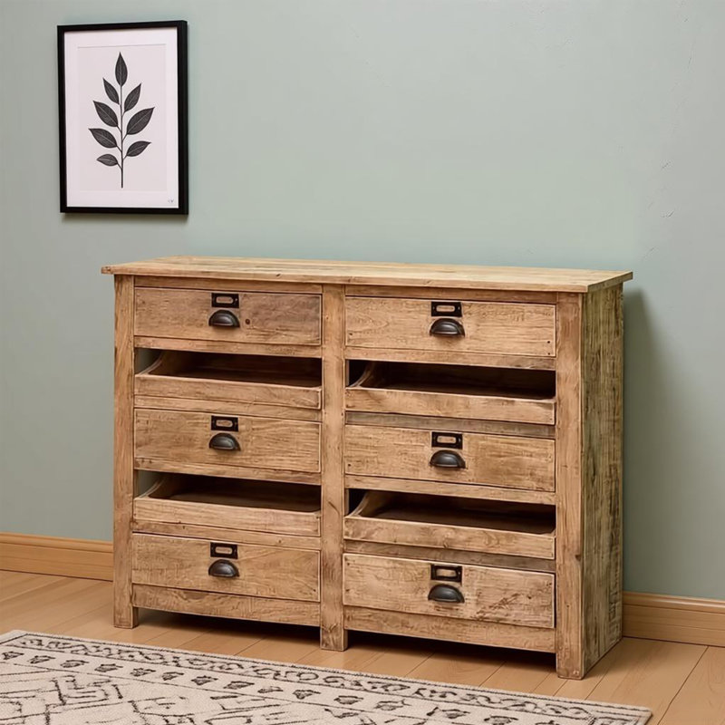 Armoire d'appoint multi-tiroirs en bois massif, H 31,5 po x l 43,31 po x P 13,78 po