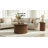 Camelot Round Solid Wood End Table With Ribbed Pedestal Base