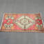 Tapis rétro en laine, tapis géométrique rouge 20,1 x 38,2 po