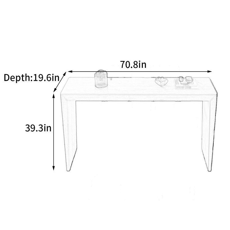Modern simple solid wood bar table., 39.3"H x 70.8"L x 19.6"W
