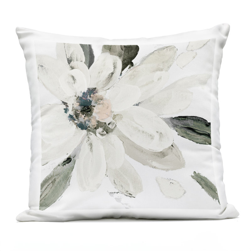 Coussin d'extérieur imprimé Naturally Blooming Moment, par Lanie Loreth, 18 x 7 x 18, Fleurs vertes 1, Simple