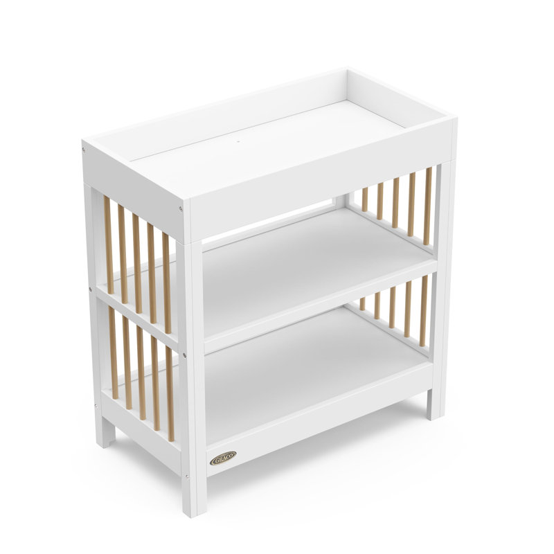 Table à langer avec coussin Teddi, Blanc / Bois flotté