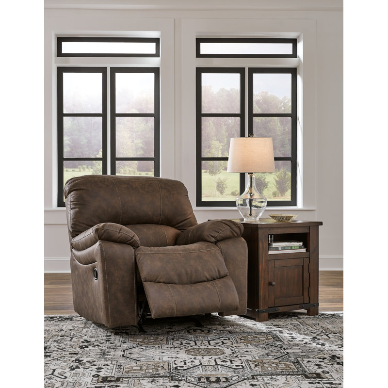 Brown Faux Leather Recliner with Metal Frame