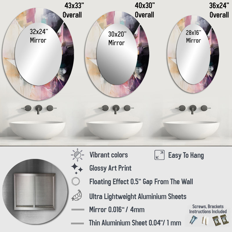 Miroir mural mauve, 36 po x 24 po