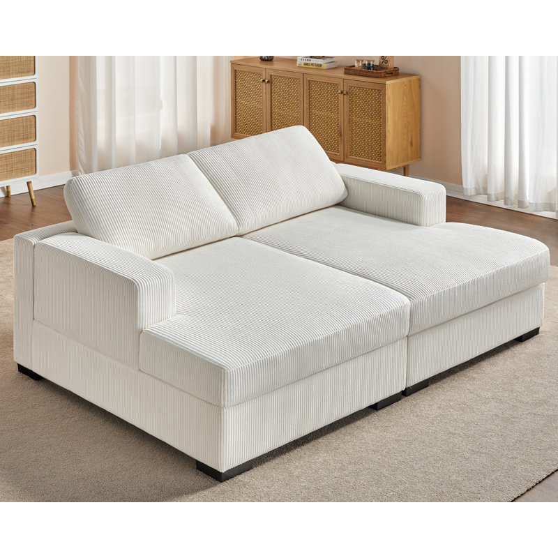 Birkley 80'' Corduroy Sofa, White