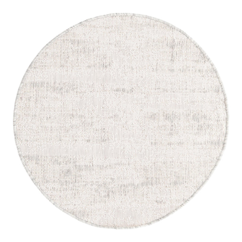 Bruss Gray Indoor/Outdoor Modern Rug, Round 3'1"