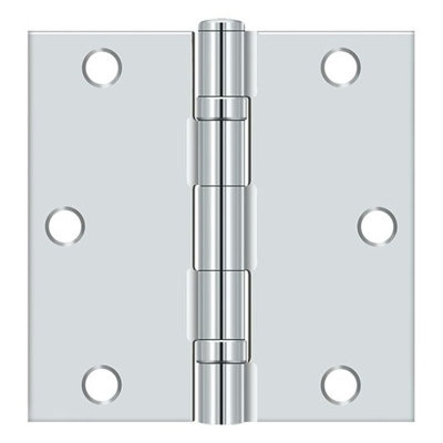 Deltana S35BBU26-R 3-1/2" x 3-1/2" Square Hinge, Ball Bearing in Polished Chrome Pair