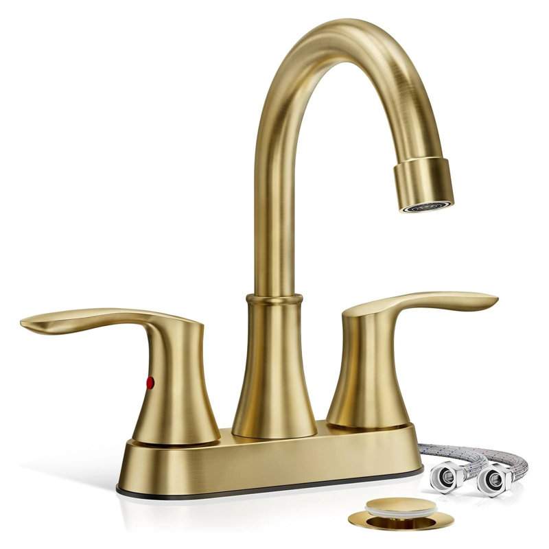 Mélangeur de meuble-lavabo de salle de bain 3 trous 2 poignées 4 po avec drain escamotable