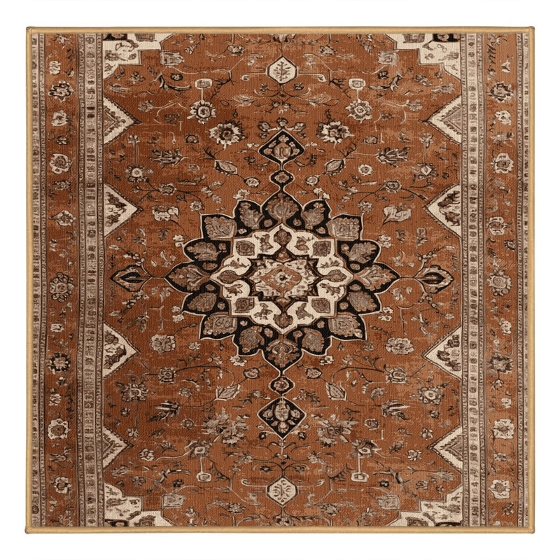 Tapis brun lavable à la machine, Carré 5 pi