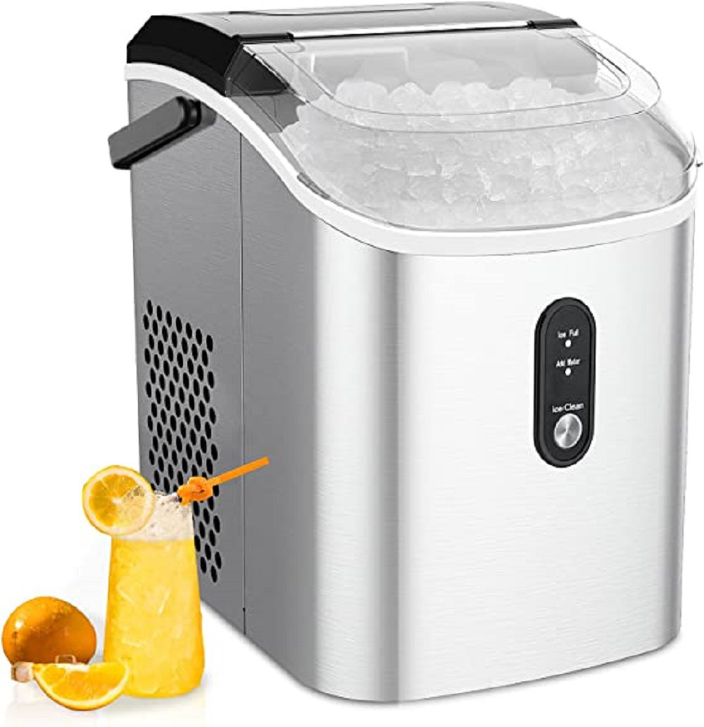 R.W.FLAME 33 lb. Daily Production Nugget Clear Ice Portable Ice Maker, Countertop Ice Maker Machine with Self-Cleaning Function Finish: White