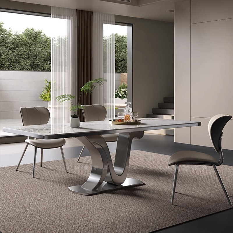 Modern Rectangular Rock Slab Dining Table Sets
