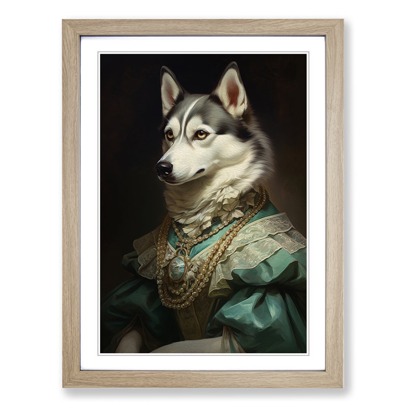 Husky Rococo, Oak, 64cm H x 46cm W x 2cm D