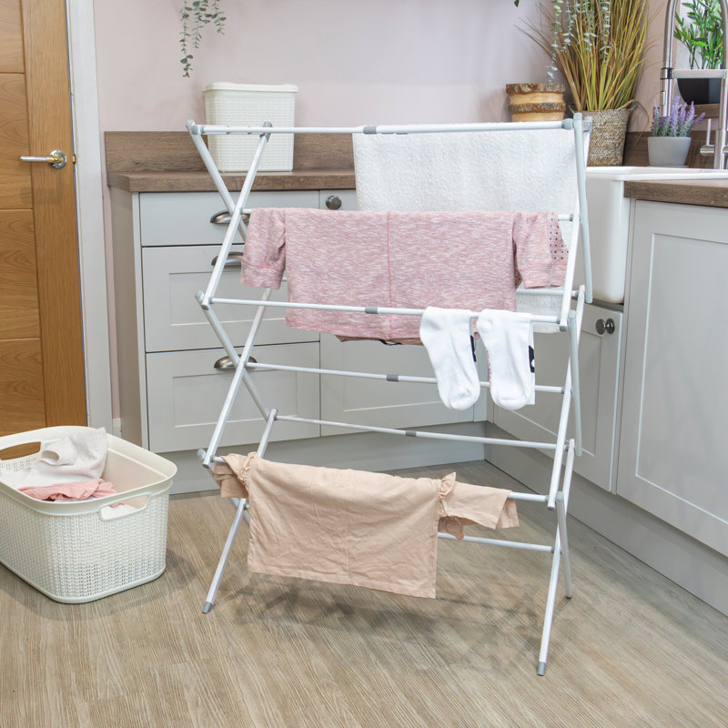 JVL Bamboo Extendable 4 Tier Clothes Ladder., Brown