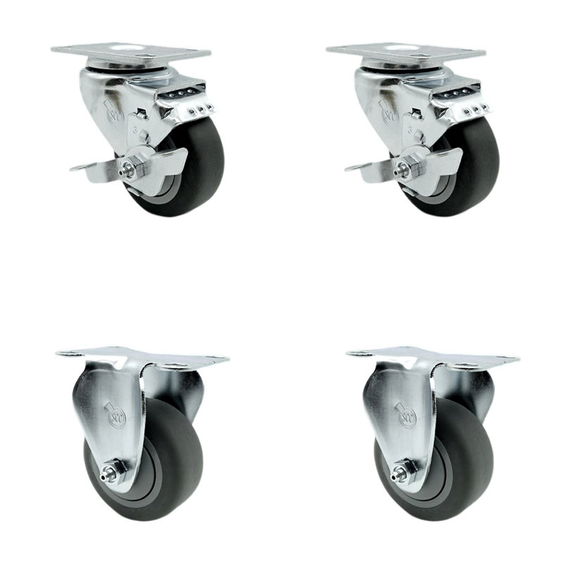 4 Piece Thermoplastic Rubber Caster Set