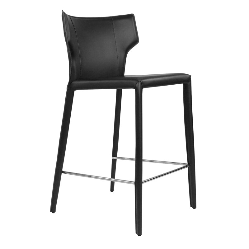 Katlyne Upholstered Counter Stool with Metal Frame, Black