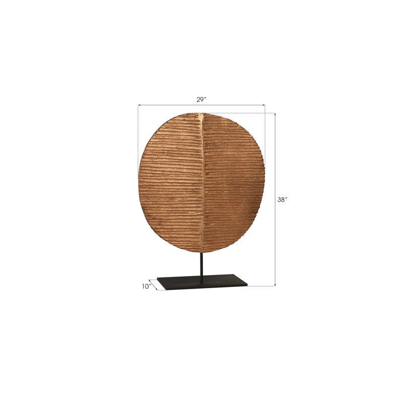 Carved Leaf on Stand Sculpture, 38" H x 10" W x 29" D