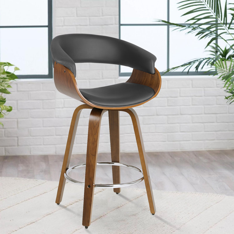 Tabouret de bar et de comptoir pivotant Draymond, Gris, Tabouret de comptoir (siège d'une hauteur de 26 p