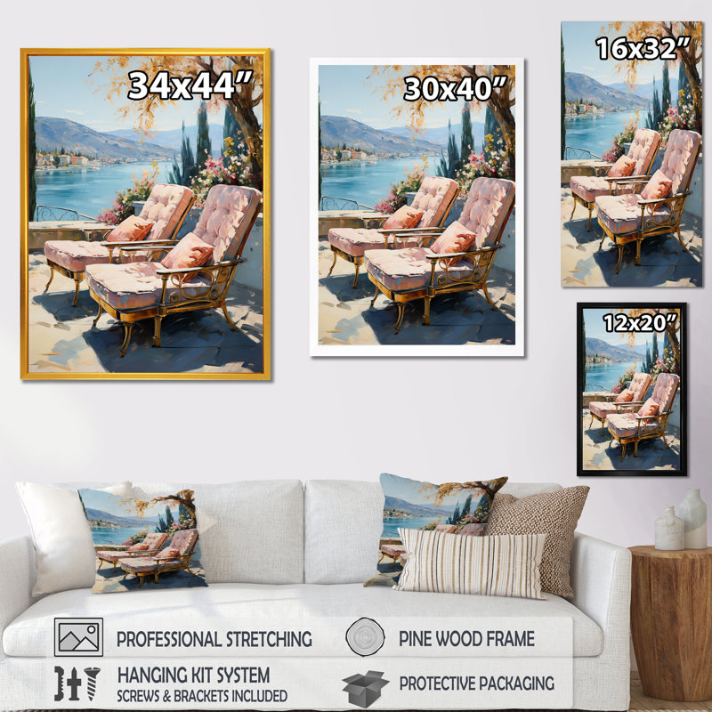 Seaside View - Coastal Windows Wall Art, Wrapped Canvas, 32" H x 24" W