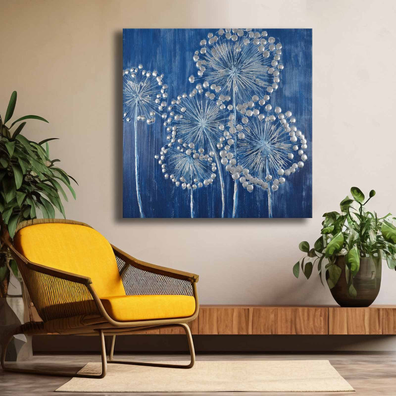 «Blue Dandelion Burst», art mural sur toile
