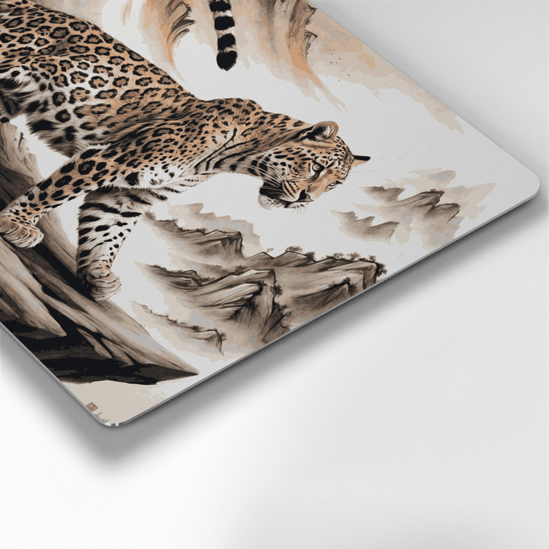 «Big Cats», art mural beige en métal léopard, H 12 po x l 18 po