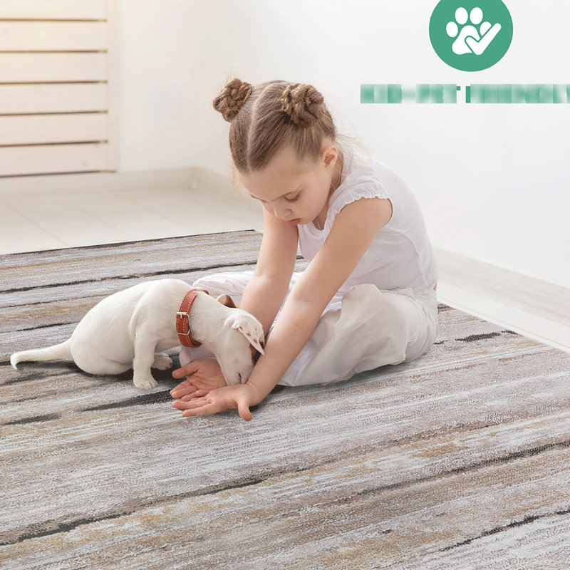 5x7 Brown Striped Area Rug From Loom & - Non-shedding, Stain , Suits Bedroom And Dorm Room Great For Entryway