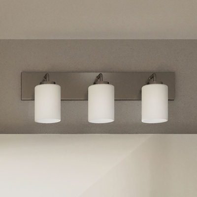 Merry Brushed Nickel 3-Light Bath Vanity Light with Etched Glass Shades