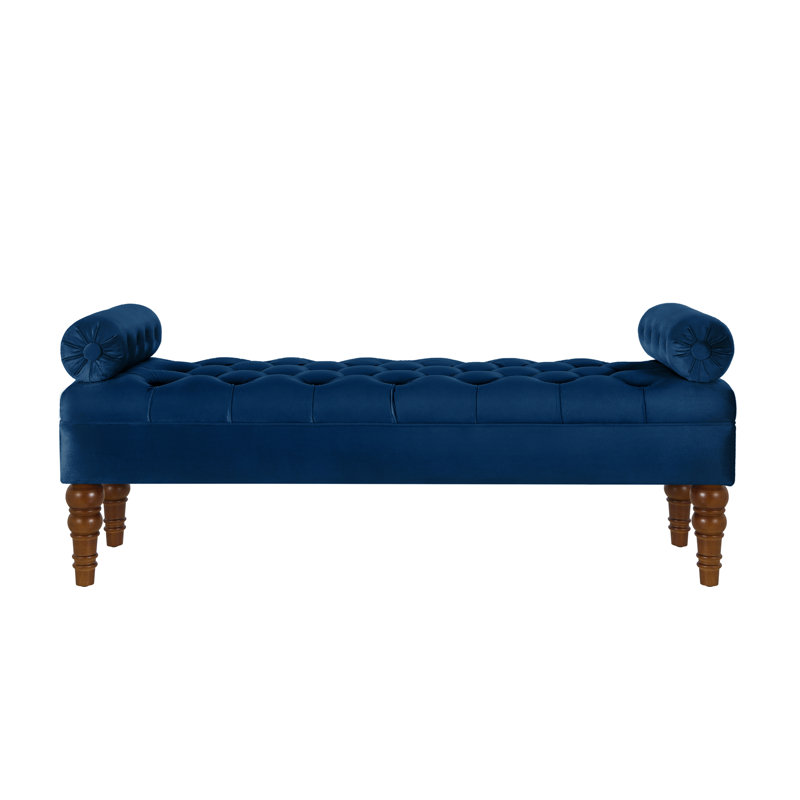 51.48" W Tufted Upholstered Bench, Navy